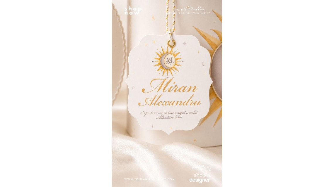Trusou de Botez Soare și Lună Monogramă Personalizată pentru Băieți 15
